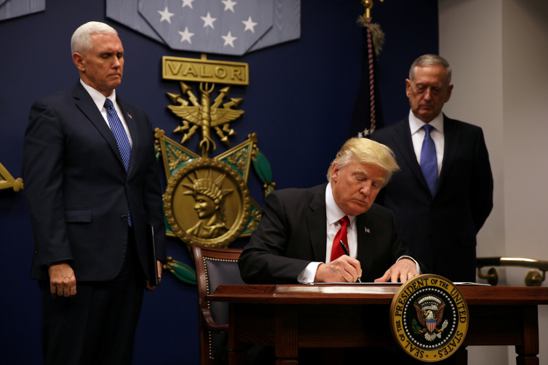 US President Donald Trump signs an executive order he said would impose tighter vetting to prevent foreign terrorists from entering the United States at the Pentagon in Washington January 27, 2017. u00e2u20acu201d Reuters pic
