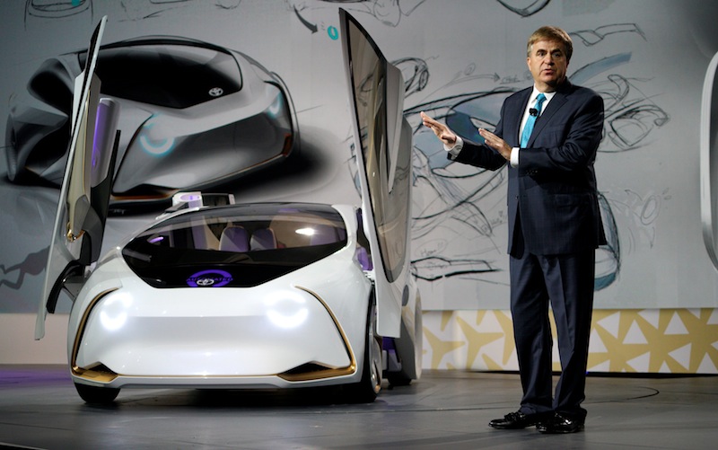 Bob Carter, senior vice president of automotive operations at Toyota, unveils the new Toyota Concept-i concept car during the Toyota press conference at CES in Las Vegas, January 4, 2017. u00e2u20acu201d Reuters pic 