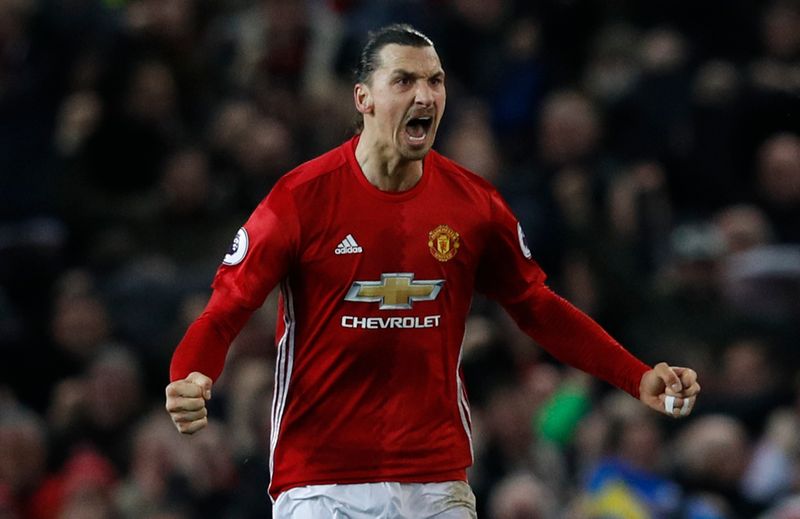 Manchester United's Zlatan Ibrahimovic celebrates scoring against Liverpool in the EPL match at Old Trafford January 15, 2017. u00e2u20acu201d Reuters pic