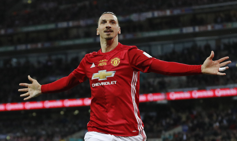 Manchester Unitedu00e2u20acu2122s Zlatan Ibrahimovic celebrates scoring their third goal against Southampton at the EFL Cup final in London February 26, 2017. u00e2u20acu201d Reuters pic