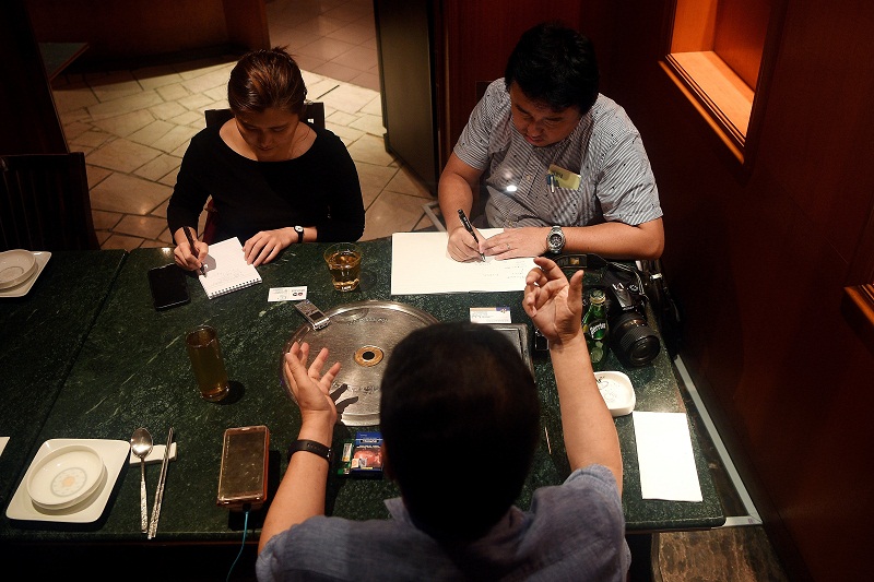 Alex Hwang, a South Korean who runs an upmarket restaurant in the centre of the capital popular with prominent members of the North Korean business community, speaks to journalists at his restaurant in Kuala Lumpur. u00e2u20acu201d AFP pic