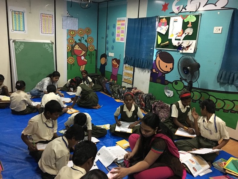 Students at their lessons in the Container School in the western Indian city of Thane on January 19, 2017. u00e2u20acu201d Thomson Reuters Foundation pic