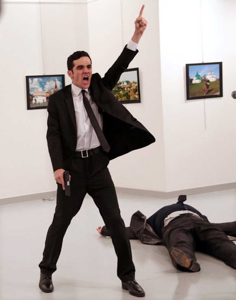 Mevlut Mert Altintas shouts after shooting Andrei Karlov the Russian ambassador to Turkey, at an art gallery in Ankara December 19, 2016. u00e2u20acu201d Burhan Ozbilici, The AssociatedPress/ World Press Photo Foundation Handout via Reuters