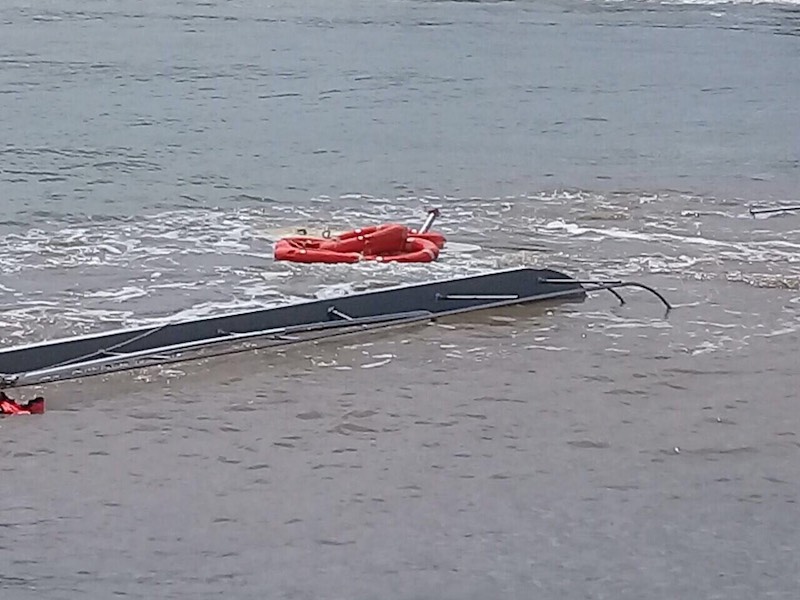 The sunken catamaran frame initially thought to be that of the ill-fated one carrying 31 passengers that capsized last month. u00e2u20acu2022 Photo courtesy of MMEA