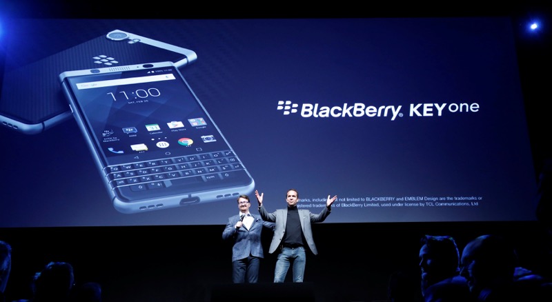 TCL Communicationu00e2u20acu2122s CEO Nicolas Zibell and Kevin Michaluk present the new BlackBerry Key One before the Mobile World Congress in Barcelona, February 25, 2017. u00e2u20acu201d Reuters pic