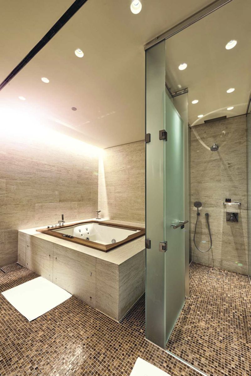 An undated handout photo of bath and shower amenities at Qatar Airways’ Al Safwa First lounge at Hamad International Airport in Doha. ― Picture courtesy of Qatar Airways/The New York Times