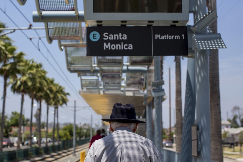 A stop on the extension of the Metro Rail in Los Angeles that reaches west to the beach in Santa Monica, July 6, 2016. — Picture by Monica Almeida/The New York Times