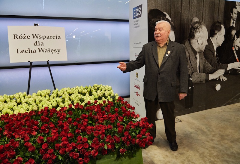 Former Polish President Lech Walesa receives flowers in the European Solidarity Centre in Gdansk, Poland, on February 9, 2017. u00e2u20acu201d AFP pic