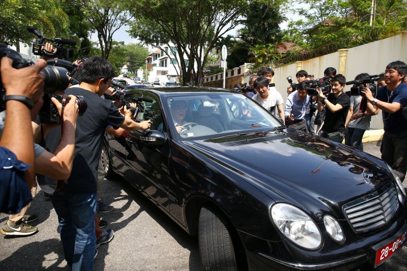 Members of the media surround a North Korea official's car as it leaves the North Korea embassy, following the murder of Kim Jong-nam, in Kuala Lumpur February 23, 2017. u00e2u20acu2022 Reuters pic