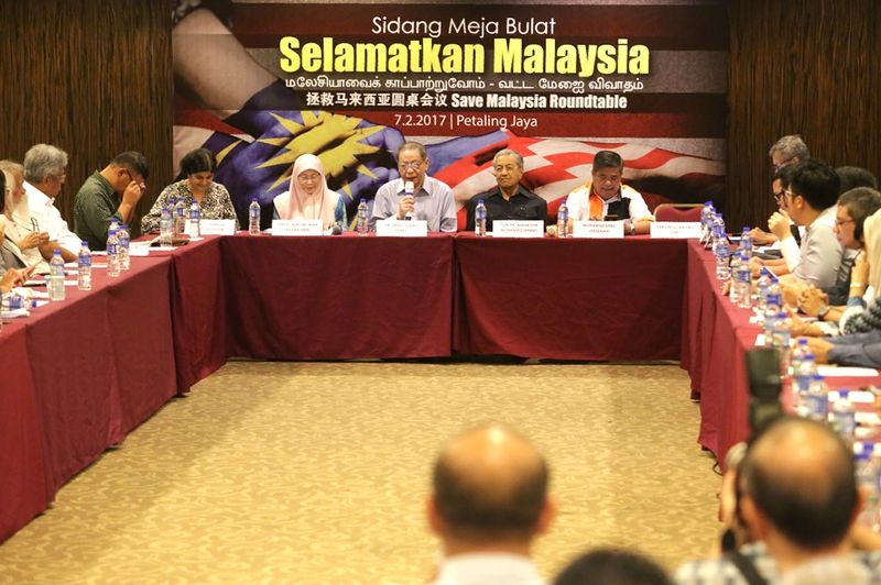 Opposition leaders attending the ‘Save Malaysia’ roundtable discussion at The Club @ Bukit Utama, February 7, 2017. — Picture by Choo Choy May