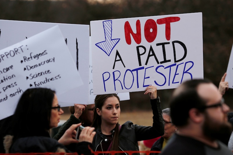 Protesters gather outside a community college theater before a town hall meeting with US Congressman Leonard Lance in Branchburg, New Jersey, February 22, 2017. u00e2u20acu201du00c2u00a0Reuters pic