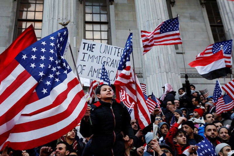 Demonstrators participate in a protest by the Yemeni community against US President Donald Trump's travel ban in the Brooklyn borough of New York, February 2, 2017. u00e2u20acu201d Reuters pic