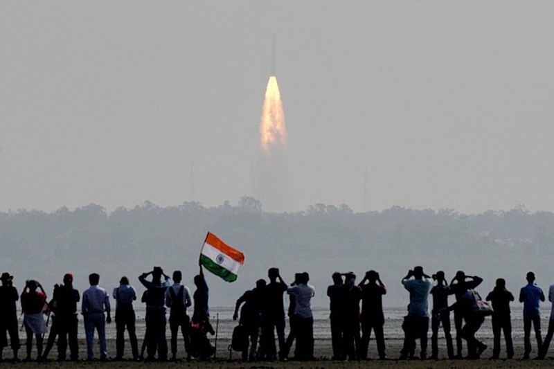 Indian onlookers watch the launch of the Indian Space Research Organisation (ISRO) Polar Satellite Launch Vehicle (PSLV-C37) at Sriharikota February 15, 2017. u00e2u20acu201d AFP pic