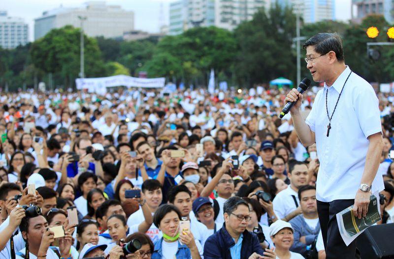 Archbishop of Manila, Luis Antonio Tagle, delivers a message to the participants of the 'Walk for Life' in Manila February 18, 2017. u00e2u20acu201d Reuters pic