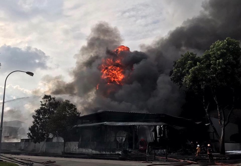 The Singapore Civil Defence Force was alerted to a fire at 23 Tuas View Circuit this morning. u00e2u20acu201du00c2u00a0Picture taken from Singapore Civil Defence Force's Facebook page