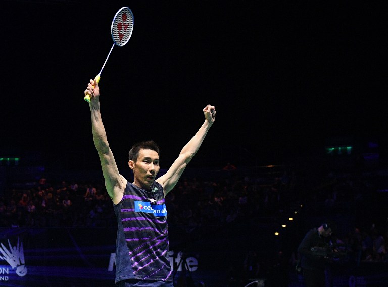 Malaysia's Lee Chong Wei celebrates his victory over China's Lin Dan in their All England Open Badminton Championships men's singles final match in Birmingham, central England, on March 12, 2017. u00e2u20acu201d AFP pic