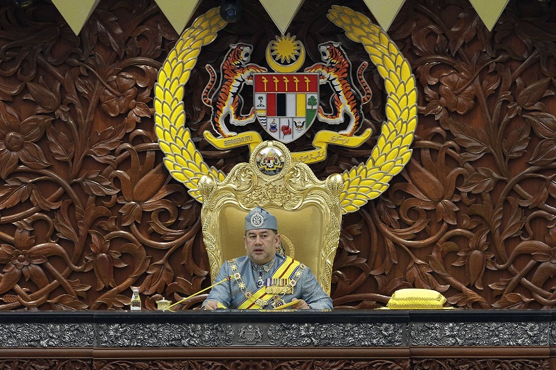 Yang di-Pertuan Agong Sultan Muhammad V during the opening of the fifth session of the 13th Parliament in Kuala Lumpur March 6, 2017. u00e2u20acu201d Picture by Yusof Mat Isa