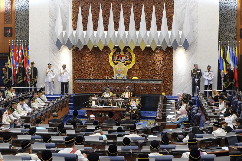 Yang di-Pertuan Agong Sultan Muhammad V during the opening of the fifth session of the 13th Parliament in Kuala Lumpur March 6, 2017. u00e2u20acu201d Picture by Yusof Mat Isa