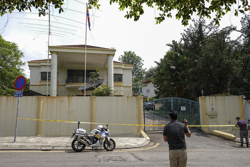 No movement has been observed into or out of the North Korean embassy in Damansara Heights, Kuala Lumpur after the government imposed a ban on its diplomats from leaving the country on March 7, 2017. u00e2u20acu201d Picture by Yusof Mat Isa