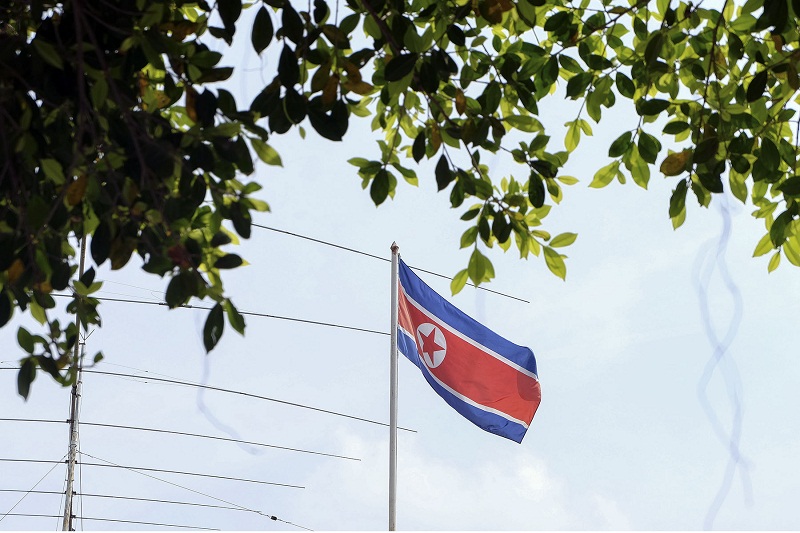 A North Korean flag flies on a mast at the North Korean embassy in Damansara Heights, Kuala Lumpur March 7, 2017. u00e2u20acu201d Picture by Yusof Mat Isa