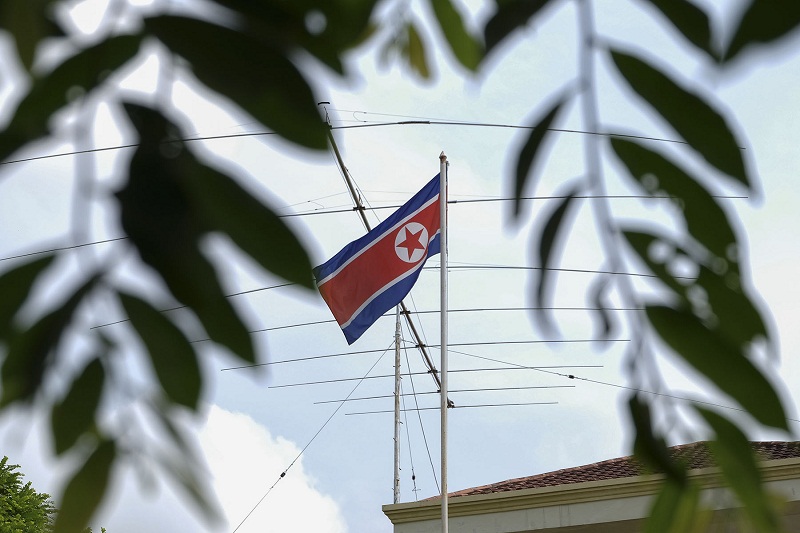 A North Korean flag flies on a mast at the North Korean embassy in Damansara Heights, Kuala Lumpur March 7, 2017. u00e2u20acu201d Picture by Yusof Mat Isa
