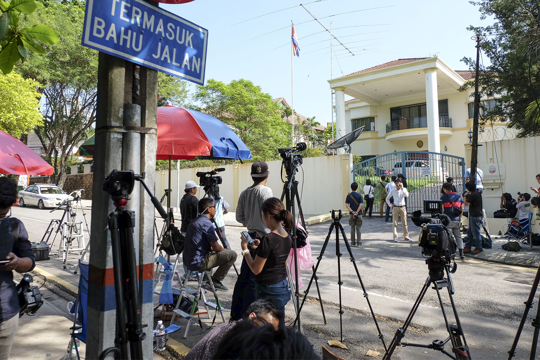 Members of the media gather in front of the North Korean embassy in Damansara Heights, Kuala Lumpur March 8, 2017. u00e2u20acu201d Picture by Yusof Mat Isa