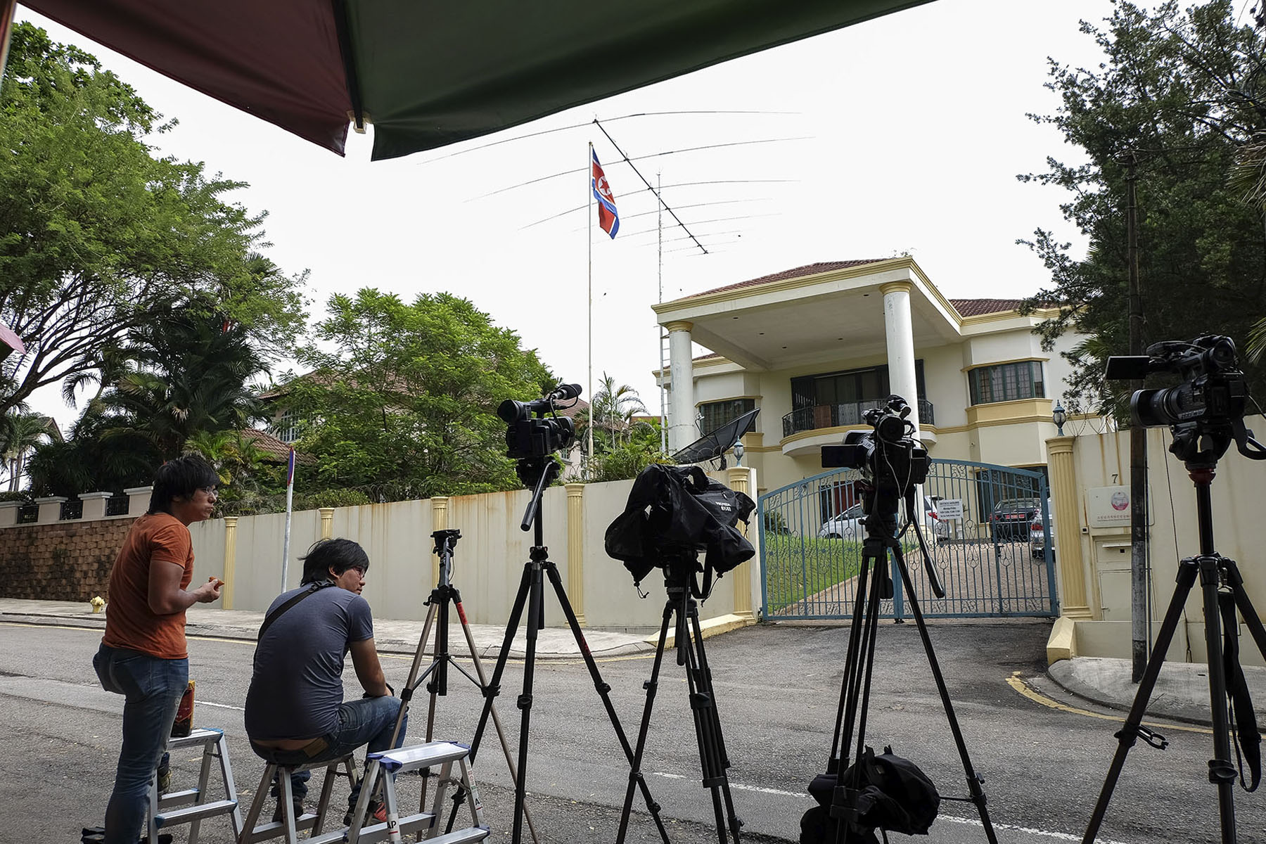 Members of the media gather in front of the North Korean embassy in Damansara Heights, Kuala Lumpur March 8, 2017. u00e2u20acu201d Picture by Yusof Mat Isa