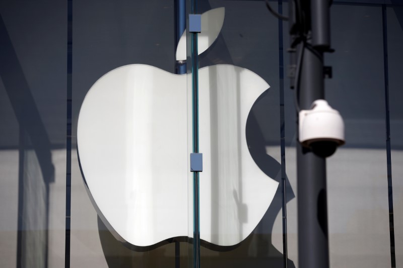 The logo of Dow Jones Industrial Average stock market index listed company Apple (AAPL) is seen next to a security camera in Santa Monica, California April 12, 2016. u00e2u20acu201d Reuters pic
