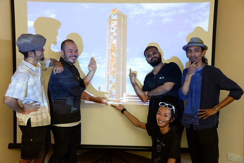 These five artists will be painting the mural, from left, Bibichun, IMMJN, Kangblabla, The Sliz and Sattama (sitting).