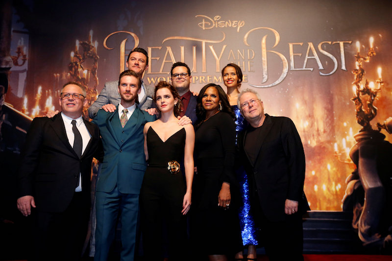 Director of the movie Bill Condon and composer Alan Menken pose with cast members Dan Stevens, Luke Evans, Emma Watson,u00c2u00a0Joshu00c2u00a0Gad, Audra McDonald and Gugu Mbatha-Raw at the premiere of u00e2u20acu02dcBeauty and the Beastu00e2u20acu2122 in Los Angeles March 2, 2017.u00c2u00a0u00e2u20acu201d Reuters
