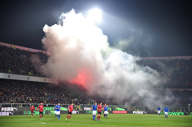 Albania's supporters light flares during the Group G World Cup 2018 Qualifiers match between Italy and Albania iin Renzo Barbera stadium in Palermo, March 24, 2017. u00e2u20acu201d Reuters picu00c2u00a0