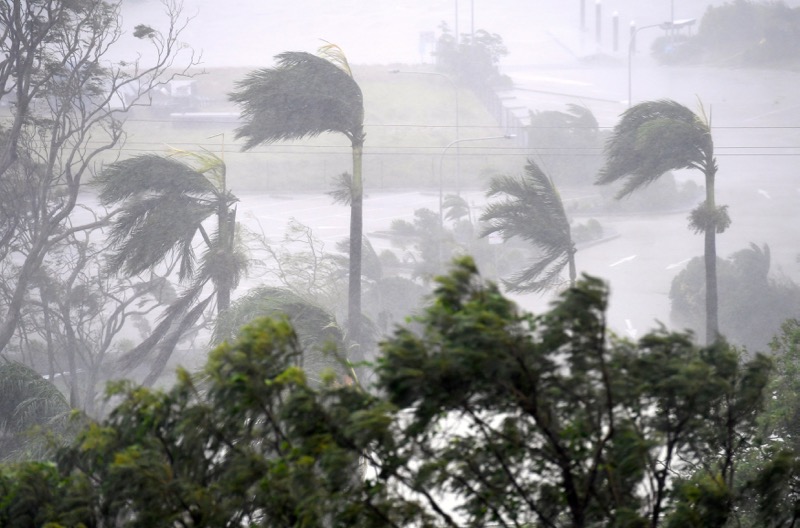 Strong wind and rain from Cyclone Debbie is seen effecting trees at Airlie Beach, located south of the northern Australian city of Townsville, March 28, 2017. u00e2u20acu201d Reuters pic