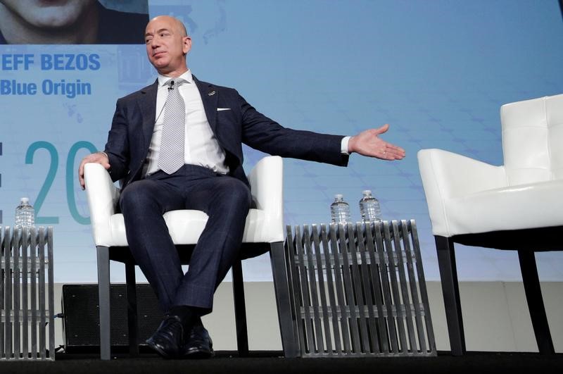 Jeff Bezos, founder of Blue Origin and CEO of Amazon, speaks about the future plans of Blue Origin during an address to attendees at Access Intelligence's SATELLITE 2017 conference in Washington, March 7, 2017. u00e2u20acu201d Reuters pic