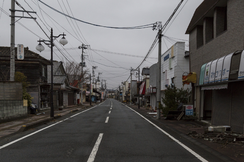 A deserted street in the town of Futaba, which lays within the Fukushima nuclear exclusion zone February 23, 2017. The town, just four miles from the Fukushima Daiichi nuclear plant, may never be reoccupied. u00e2u20acu201d Picture by Ko Sasaki/The New York Times