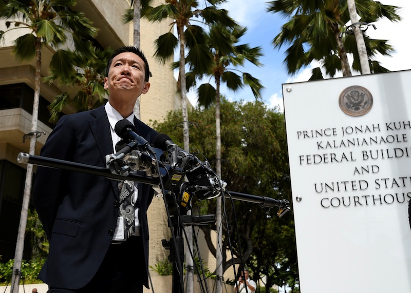 Hawaii Attorney-General Douglas Chin answers questions in Honolulu, Hawaii, March 15, 2017. u00e2u20acu201d Reuters pic 