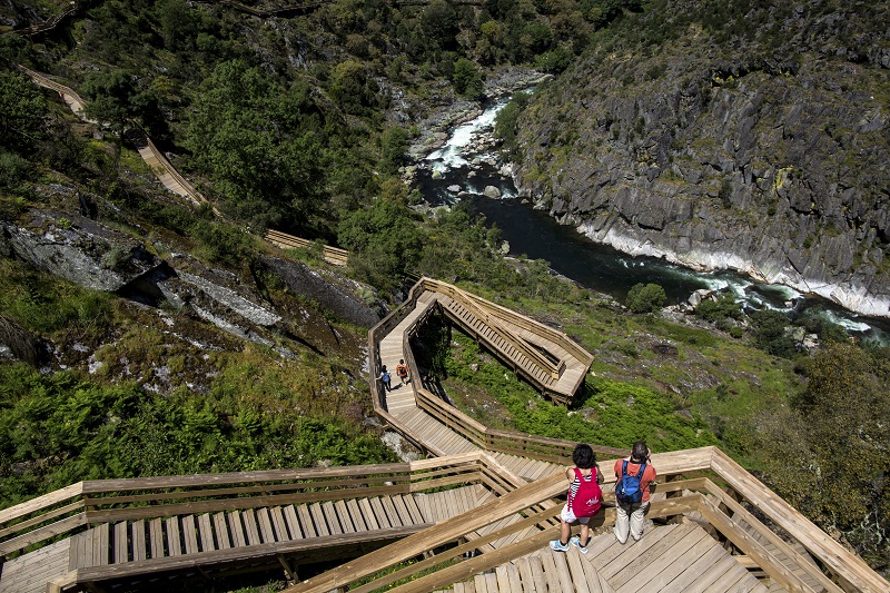 Steps descend to the Paiva Walkways, a five-mile promenade which opened in 2015 along the left bank of the Paiva River in Arouca, Portugal, May 20, 2016. u00e2u20acu201d Picture by Daniel Rodrigues/The New York Times