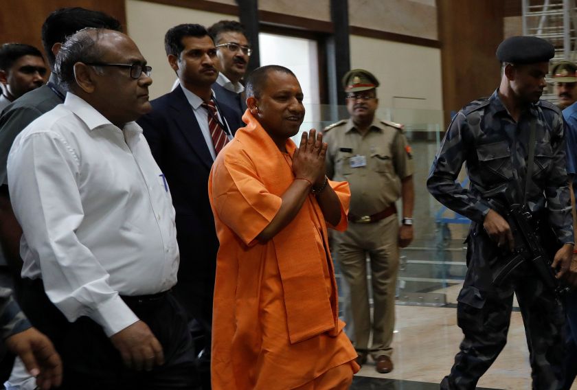 Yogi Adityanath, newly appointed Chief Minister of Indiau00e2u20acu2122s most populous state of Uttar Pradesh arrives to attend a meeting with government officials at Lok Bhavan in Lucknow March 20, 2017. u00e2u20acu2022 Reuters pic
