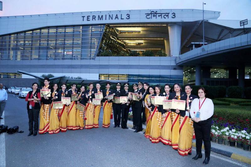 Air India said its Boeing 777 travelled from Delhi to San Francisco and back again with an all-female crew last week. u00e2u20acu201d Picture via Facebook.com/AirIndia
