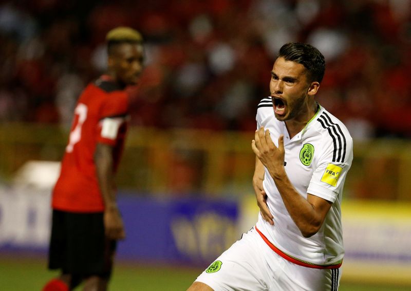 Mexico's Diego Reyes celebrates after scoring in the World Cup qualifying match against Trinidad and Tobago at Port of Spain March 28, 2017. u00e2u20acu201d Reuters