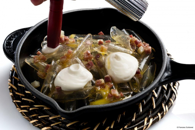 Parmesan cheese coquiots egg yolk and truffle at Disfrutar. u00e2u20acu201d Photo courtesy of Disfrutar