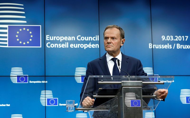 European Council President Donald Tusk takes part in a news conference after being reappointed chairman of the European Council during a EU summit in Brussels March 9, 2017. u00e2u20acu201d Reuters pic