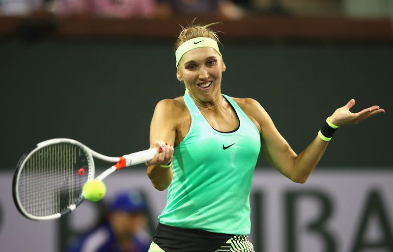 Elena Vesnina during her women's singles fourth round match at Indian Wells March 14, 2017. u00e2u20acu201d Getty Images/AFP pic 