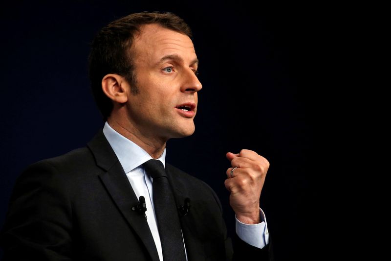Emmanuel Macron, head of the political movement En Marche !, or Onwards !, and candidate for the 2017 presidential election, at a meeting in Reims March 17, 2017. u00e2u20acu201d AFP pic