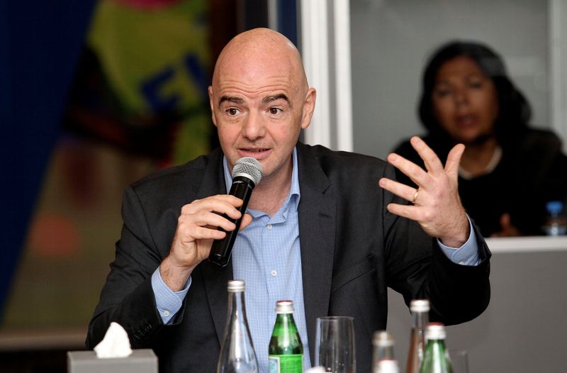 Fifa President Gianni Infantino gestures during a media roundtable in Doha February 16, 2017. u00e2u20acu201d Reuters pic 