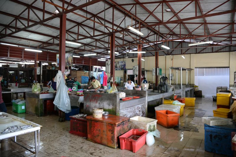 Only a few fishmongers' stalls remain open as some have closed down and some have shifted. 