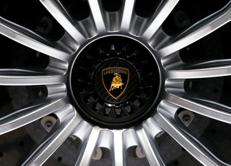 The wheel hub of a Lamborghini car is seen during the 87th International Motor Show at Palexpo in Geneva March 8, 2017. u00e2u20acu2022 Reuters pic