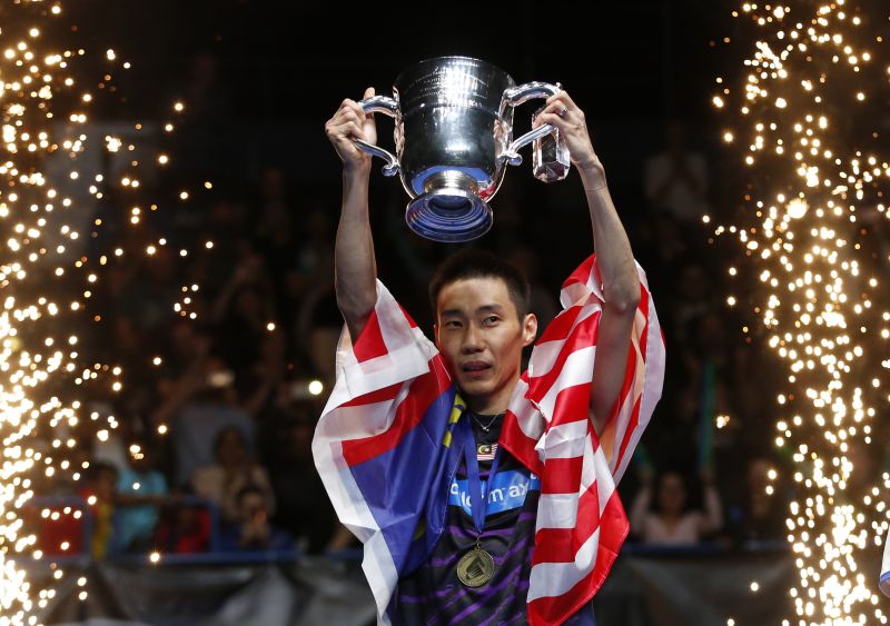 Malaysiau00e2u20acu2122s Datuk Lee Chong Wei poses with the trophy after victory in the mens singles final over Chinau00e2u20acu2122s Shi Yuqi (not shown) at the Barclaycard Arena, Birmingham March 12, 2017. u00e2u20acu201d Reuters pic