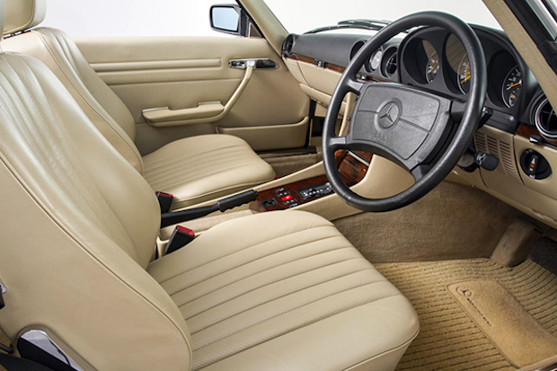 The interior of the Mercedes-Benz 500 SL. — Handout via AFP