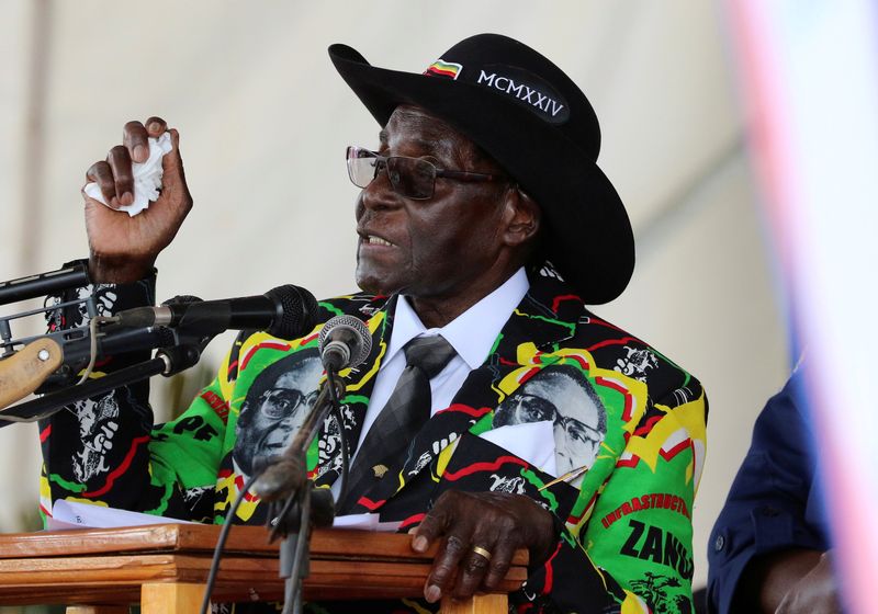 President Robert Mugabe speaks to supporters gathered to celebrate his 93rd birthday at Matopas near Bulawayo, Zimbabwe February 25, 2017. u00e2u20acu201d Reuters pic