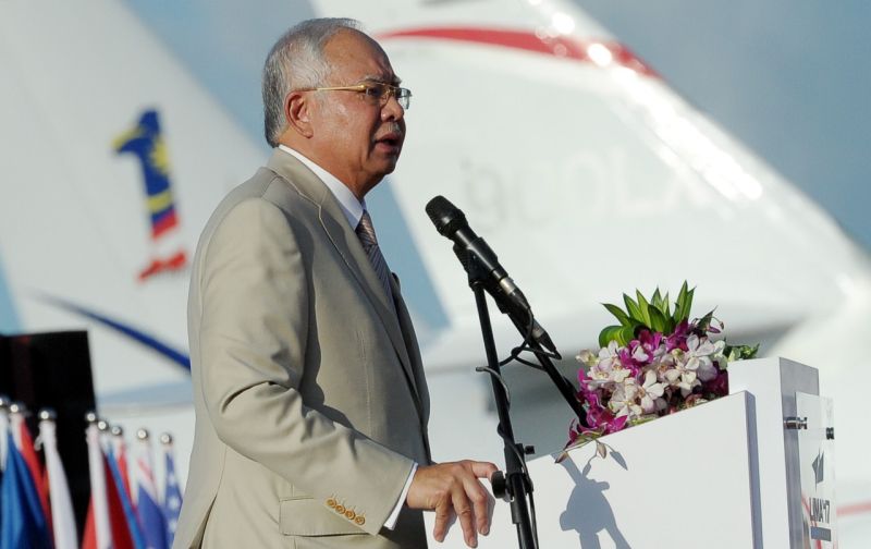 Datuk Seri Najib Razak speaks during the Langkawi International Maritime and Aerospace Exhibition 2017 (LIMA '17) in Langkawi Macrh 21, 2017. u00e2u20acu2022 Bernama pic